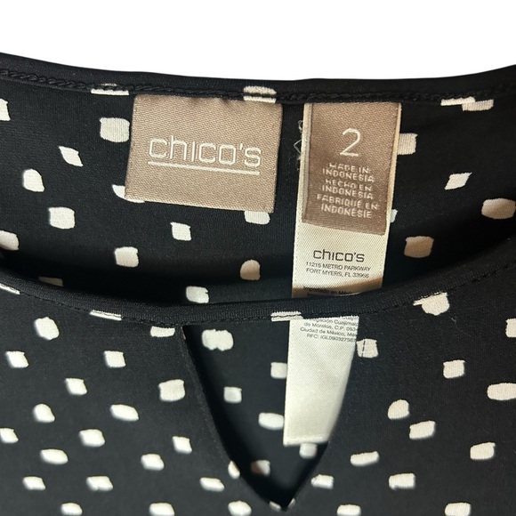 Chico’s Black White Polka Dot Shift Dress Size 2 XL 16 3/4 Sleeve - Picture 5 of 12